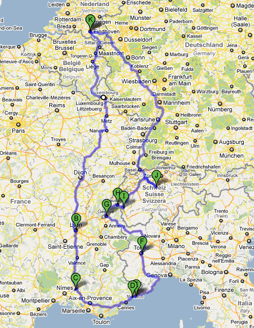 Possible places to visit for the road trip